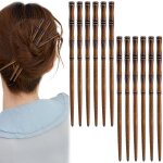 Lot de 12 bâtonnets a cheveux vintage en bois et bambou, style japonais et chinois, décoratifs, rétro, ... Lot de 12 bâtonnets a cheveux vintage en bois et bambou, style japonais et chinois, décoratifs, rétro, ...