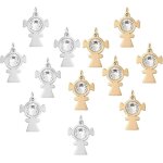 Lot de 12 breloques robots en acier inoxydable avec strass en cristal dor pour la fabrication de bijoux ...