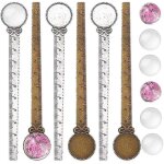 Lot de 12 marque - pages en bronze antique, 6 ensembles, marque - pages avec rgle argente, fleurs sches ...