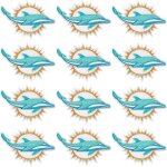 Lot de 12 patchs en tissu motif dauphin turquoise, a repasser ou a coudre, brods, pour chapeaux, vestes, ...