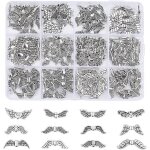 Lot de 12 perles en alliage tibtain en forme d'ailes d'ange, style antique, en argent, pour la fabrication ...