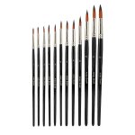 Lot de 12 pinceaux a poils en nylon pour peinture a l'huile et a l'acrylique, pointe ronde, pour aquarelle ...