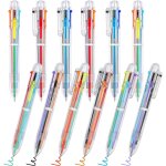 Lot de 12 stylos multicolores 6 en 1 - 0, 7 mm - 6 couleurs - pour bureau, ecole, etudiants et enfants ...