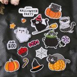 Lot de 17 pices de stickers, tissu et broderie halloween patch machine a broder patch dcoration vtements ...