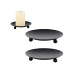 Lot de 2 bougeoirs ronds en fer de 6, 8 cm pour bougies chauffe - plat et colonnes