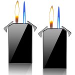 Lot de 2 briquets double flamme : tempête et jet cool, rechargeable au gaz, résistant au vent et durable, ... Lot de 2 briquets double flamme : tempête et jet cool, rechargeable au gaz, résistant au vent et durable, ...