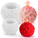 Lot de 2 moules a bougie en silicone en forme de boule de rose - moule a bougie 3d - moule en silicone ... Lot de 2 moules a bougie en silicone en forme de boule de rose - moule a bougie 3d - moule en silicone ...