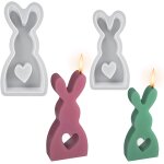 Lot de 2 moules en silicone 3d en forme de lapin de pques - moules a bougies 3d - moule a bougie 3d ...