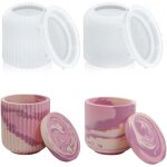 Lot de 2 moules en silicone pour bougeoirs - design rond avec couvercles - idal pour le bton et les ...