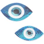 Lot de 2 patchs a paillettes thermocollants et a coudre, motif mauvais ?il, brodés avec des applications ... Lot de 2 patchs a paillettes thermocollants et a coudre, motif mauvais ?il, brodés avec des applications ...