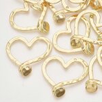 Lot de 2 pendentifs en alliage en forme de c?ur, couleur or clair, 47 x 49, 5 x 9 mm, trou : 2 mm