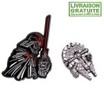 Lot de 2 pin's pins star wars dark vador anakin skywalker faucon millenium