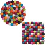 Lot de 2 sous - verres en laine feutre faits main - colors, ecologiques, rsistants a la chaleur, cadeau ...