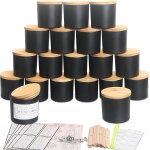Lot de 20 petits pots a bougies vides en verre noir mat de 113, 4 g avec couvercles et kits de fabrication ... Lot de 20 petits pots a bougies vides en verre noir mat de 113, 4 g avec couvercles et kits de fabrication ...
