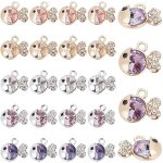 Lot de 24 breloques en forme de poisson rouge avec strass, 6 couleurs, pendentifs en mtal pour collier, ...