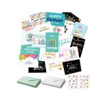 Lot de 24 cartes d'anniversaire avec enveloppes et autocollants