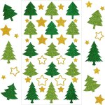 Lot de 280 autocollants de nol a paillettes - motif sapin de nol - etoiles a paillettes a coller - ...