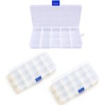 Lot de 3 botes de rangement en plastique transparent avec compartiments - sparateurs rglables - plateau ...