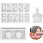 Lot de 3 moule a bougie en silicone avec bougeoir socle 0 - 9 moule a chiffres en silicone diy 3d moule ...