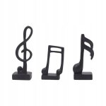Lot de 3 statuettes de notes de musique modernes, sculptures, symboles musicaux, artisanat, noir