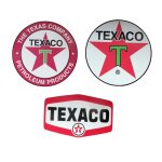 Lot 3 stickers texaco 10cm autocollant fond blanc huile essence deco garage