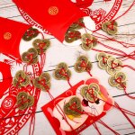 Lot de 30 pices de monnaie chinoises porte - bonheur, pices traditionnelles feng shui avec ficelle ...