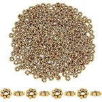 Lot de 300 perles d'espacement tibtaines en forme de fleur, 6 mm, en alliage dor antique, en forme ...