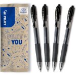 Lot de 4 g2 stylos roller a encre gel rtractables et rechargeables - noir - pointe moyenne
