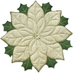 Lot de 4 sets de table, appliques dores avec motif de flux brod vert