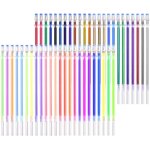 Lot de 48 recharges pour stylos gel - paillettes, m�tallis�, pastel, fluo - pointes de 0, 8 a 1, 0 mm ...