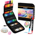 Lot de 48 stylos acryliques de couleurs - pointes double face multimarqueurs pour pierres, bois, tissu, ...