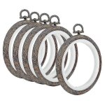 Lot de 5 cerceaux a broder en bois imitation, cadre rond pour broderie, pour loisirs cr�atifs et couture ...
