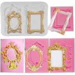 Lot de 5 moules en silicone pour cadres miroirs, plats et ronds, pour dcoration de gteaux, cupcakes, ...