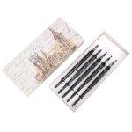 Lot de 5 stylos acryliques a pointe plate / ronde pour dessin anim� (pointe ronde noire)