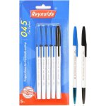 Lot de 5 stylos a bille 045 (4 bleus et 1 noir) prise en main confortable pour etudiants et papeterie ...