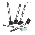 Lot de 50 clips auto - adhsifs rglables pour attaches de cbles de voiture, noir