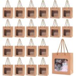 Lot de 50 sacs cadeaux en papier kraft avec fentre transparente et poigne pour anniversaire, mariage, ...