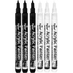 Lot de 6 marqueurs permanents noirs et blancs a pointe fine de 0, 7 mm pour art, verre, tissu, pierre, ... Lot de 6 marqueurs permanents noirs et blancs a pointe fine de 0, 7 mm pour art, verre, tissu, pierre, ...