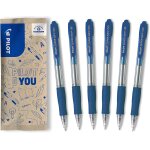 Lot de 6 stylo - bille super grip, stylo rechargeable et rtractable bille, bleu, pointe moyenne