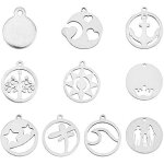 Lot de 60 pendentifs plats et ronds de diffrentes formes, en acier inoxydable, creux, en mtal, pour ...