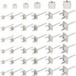 Lot de 60 supports de boucles d'oreilles a tige carres de 6 tailles, en acier inoxydable 201, avec griffes, ...