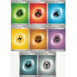 Lot de 8 cartes energie de base - sve fr - edition ecarlate et violet -