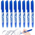 Lot de 8 stylos a bille effaables - encre gel bleue - 0, 5 mm - friction pour fournitures scolaires