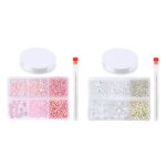 Lot de perles rondes de rocaille en cristal de forme mixte, 2 ensembles de perles rondes en verre, utilises ...