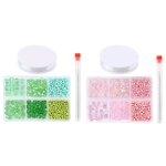 Lot de perles rondes de rocaille en cristal de forme mixte, 2 ensembles de perles rondes en verre, utilis�es ...