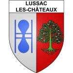 Lussac - les - châteaux 86 ville sticker blason ecusson autocollant adhésif - taille : 4 cm Lussac - les - châteaux 86 ville sticker blason ecusson autocollant adhésif - taille : 4 cm