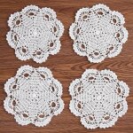Fait a la main coton crochet napperons dentelle table sous - verres sous - verres, 8 pouces 4 pices ...