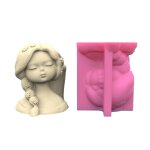 Fait maison succulent pot pot silicone moule moule moule c�t� cheveux mignon fille