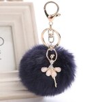 Marine1 - cls pompon en fausse fourrure pour femmes, strass en cuir, nud papillon, boule de lapin ...