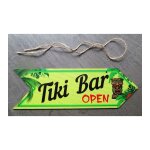Mini fleche en bois tiki bar open jaune verte 25x8cm deco hawaii caf�